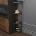 Floor corner shelf Byrk anthracite melamine-black metal 30x30x160cm - Image 2