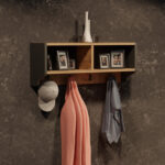 Wall shelf Gyrzi oak-anthracite melamine 84x18x30cm - Image 2