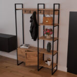 Entrance furniture Thoj oak melamine-black metal 120x34x180cm - Image 2