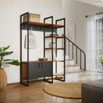 Entrance furniture Thoj oak melamine-anthracite metal 120x34x180cm - Image 2