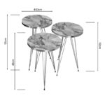 Side tables Wakmi 3 pieces set grey beige marble melamine-gold metal - Слика 3