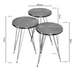 Side tables Wakmi 3 pieces set oak melamine-gold metal - Слика 3