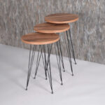 Side tables Wakmi 3 pieces set natural melamine-black metal - Image 2