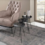 Side tables Wakmi 3 pieces set black marble melamine-black metal - Слика 2