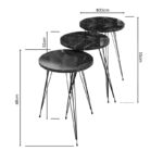 Side tables Wakmi 3 pieces set black marble melamine-black metal - Слика 3