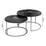 Coffee tables Solme set 2pcs black marble melamine-gold metal - Image 3