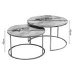 Coffee tables Solme set 2pcs white marble melamine-gold metal - Image 3
