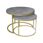 Coffee tables Solme set 2pcs grey marble melamine-gold metal