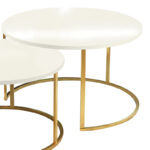 Solme coffee table set of 2 pieces ecru melamine-gold metal - Слика 3