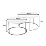 Solme coffee table set of 2 pieces ecru melamine-gold metal - Слика 4