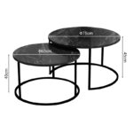 Coffee tables Solme set 2pcs marble black melamine-black metal - Слика 3