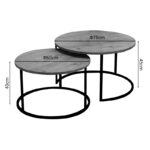 Coffee tables Solme set 2pcs natural melamine-black metal - Image 6