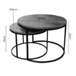 Coffee tables Solme set 2pcs grey marble melamine-black metal - Слика 3