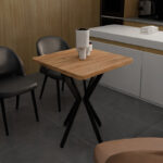 Table Prestone oak melamine-black metal 70x70x75cm - Слика 2