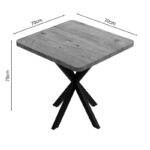 Table Prestone oak melamine-black metal 70x70x75cm - Слика 3