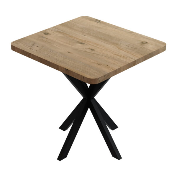 Table Prestone oak melamine-black metal 70x70x75cm