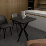 Table Prestone black marble melamine-black metal 70x70x75cm - Image 2