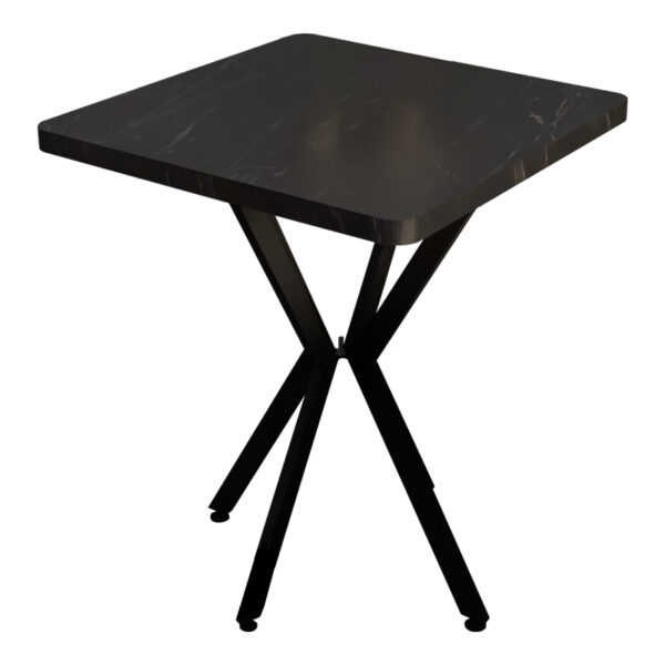 Table Prestone black marble melamine-black metal 70x70x75cm