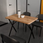 Table Zeryin oak melamine-black metal 110x70x75cm - Image 2