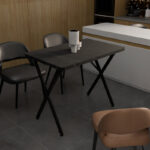 Table Zeryin black melamine-black metal 110x70x75cm - Image 2