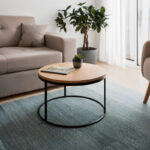 Coffee table Drion oak melamine-black metal D60x40cm - Слика 2