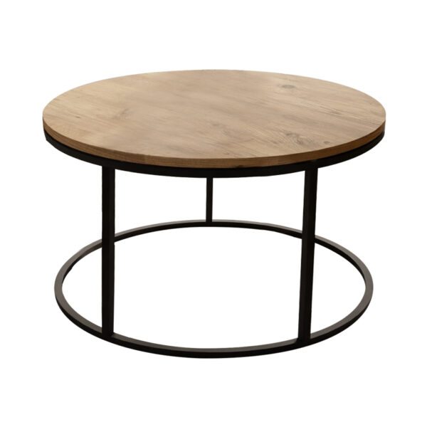 Coffee table Drion oak melamine-black metal D60x40cm