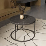 Coffee table Drion black marble melamine-black metal D60x40cm - Слика 2