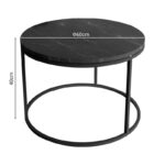 Coffee table Drion black marble melamine-black metal D60x40cm - Слика 3
