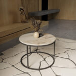 Coffee table Drion white marble melamine-black metal D60x40cm - Image 2