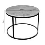 Coffee table Drion white marble melamine-black metal D60x40cm - Image 3