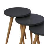 Side tables Perjene set of 3 pieces melamine in anthracite shade and wooden legs - Слика 3