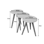 Side tables Perjene set of 3 pieces melamine in anthracite shade and wooden legs - Слика 5