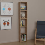 Barzine melamine bookcase in natural shade 27.6x19.5x150cm - Image 2