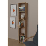 Barzine melamine bookcase in natural shade 27.6x19.5x150cm - Image 3
