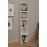 Barzine melamine bookcase in white shade 27.6x19.5x150cm - Image 2