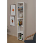 Barzine melamine bookcase in white shade 27.6x19.5x150cm - Image 3