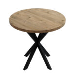 Kalipso melamine table in natural shade and black metal leg D70x75cm