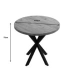 Kalipso melamine table in natural shade and black metal leg D70x75cm - Image 4