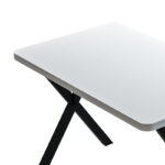 Zeryin melamine table in white shade and black metal leg 110x70x75cm - Image 2