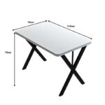 Zeryin melamine table in white shade and black metal leg 110x70x75cm - Image 4