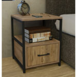 Stani bedside table black metal and melamine in a natural shade 45x45x57cm - Слика 2