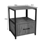 Stani bedside table black metal and melamine in a natural shade 45x45x57cm - Слика 6