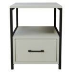 Stani bedside table black metal and melamine in white shade 45x45x57cm - Слика 3