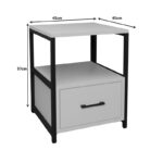 Stani bedside table black metal and melamine in white shade 45x45x57cm - Слика 6