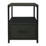 Stani bedside table black metal and melamine in anthracite shade 45x45x57cm - Слика 3