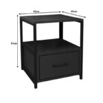 Stani bedside table black metal and melamine in anthracite shade 45x45x57cm - Слика 6