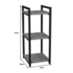 Harvey black metal and melamine shelf in a natural shade 33x28x70cm - Image 6