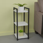 Floor shelf Harvey black metal and white melamine 33x28x70cm - Слика 2