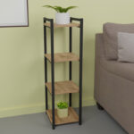 Floor shelf Harvey black metal and melamine in a natural shade 33x28x100cm - Слика 2