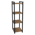 Floor shelf Harvey black metal and melamine in a natural shade 33x28x100cm